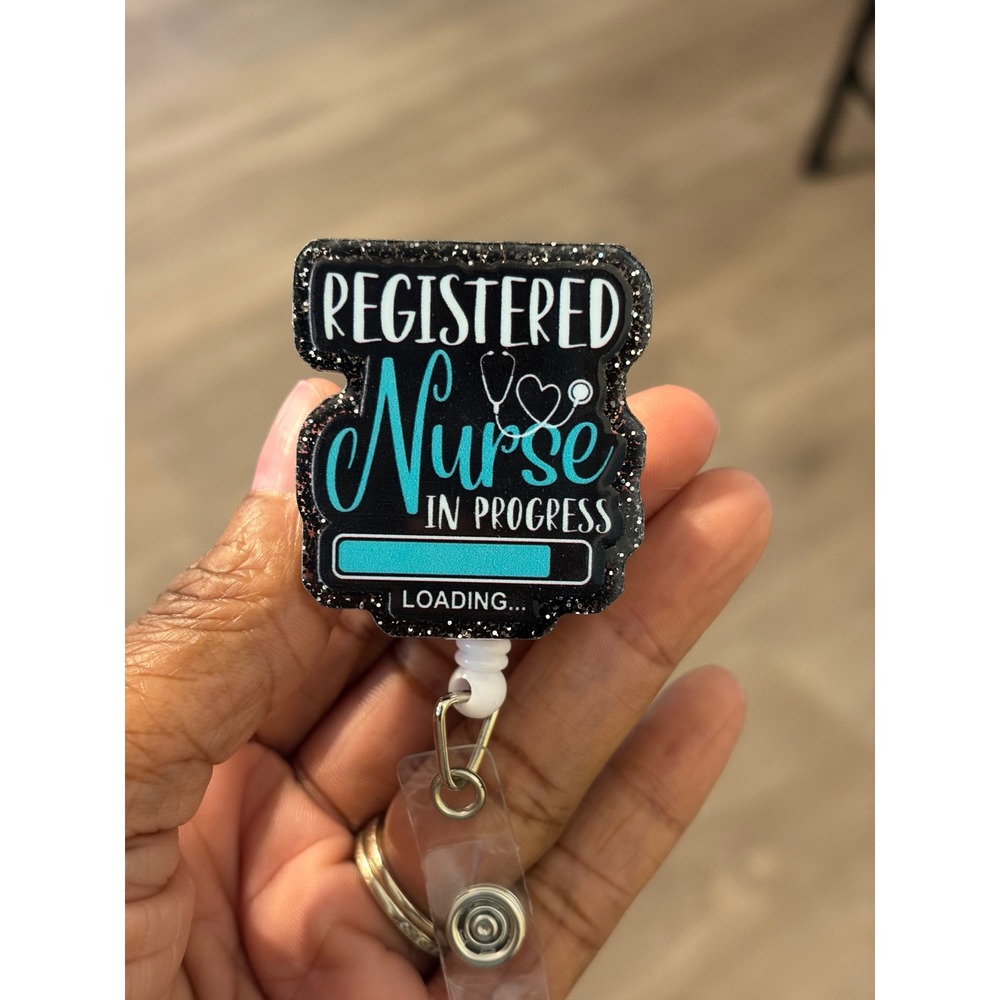 Registered Nurse In Progress Badge Reel Retractable RN Student Nursing Gift Teal